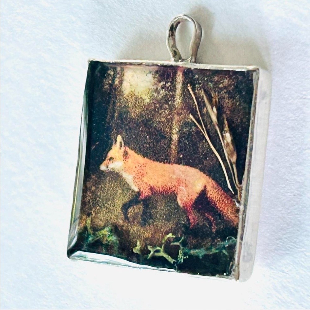 Handcrafted .925 Sterling Silver Vintage Illustration Pendant